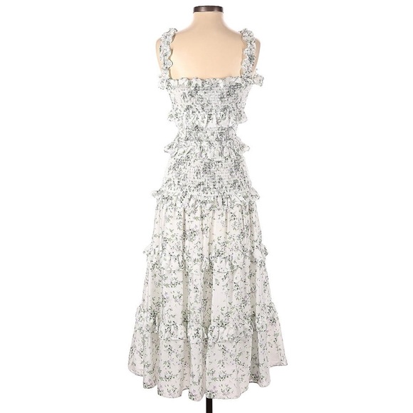 Antonio Melani Priya Floral Print Smocked Tiered Ruffle Voile Women’s Midi Dress - Picture 4 of 6